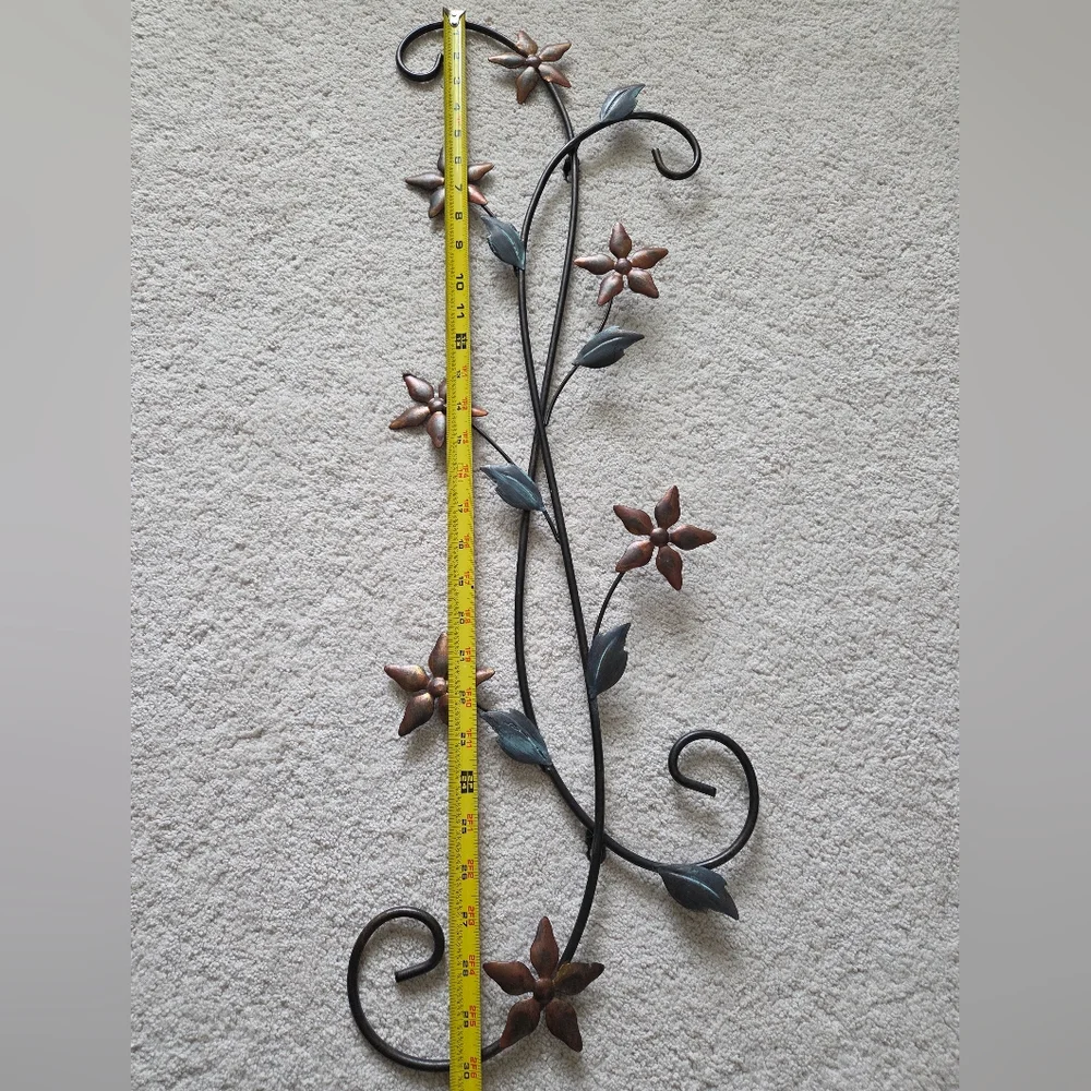 Floral Metal Wall Art Decor in Black and Brown - Picture 2 of 4
